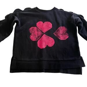 Beau Loves Girls Black Pink Printed Hearts Ruffle Trim Sweatshirt size 2-3